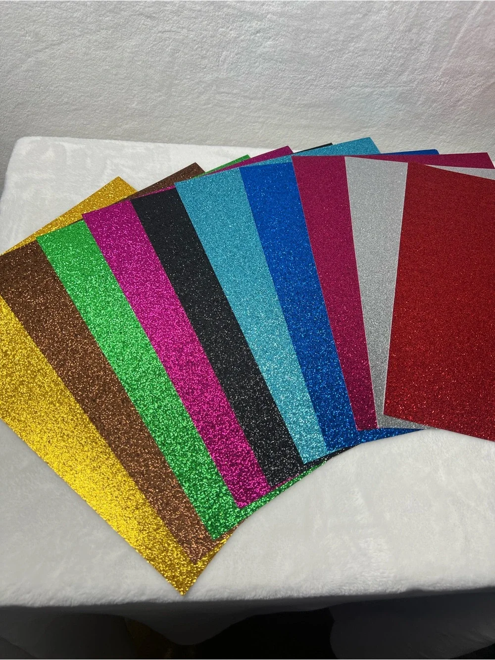 Scrunchie & Stationery Bundle - Lot of 6 Scrunchies - 10 Sheets Glitter Paper